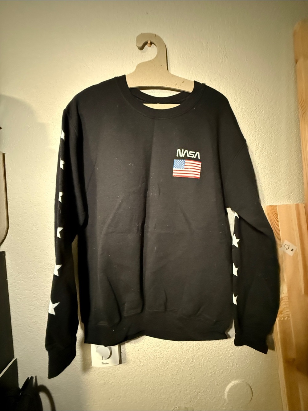 PacSun Black NASA NWT Crewneck Sweatshirt with White Stars